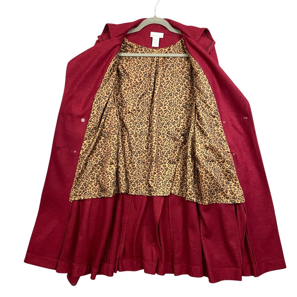 Soft Surroundings Red Wool Blend Double Breasted Dress Coat Women's Size PM - Picture 3 of 7